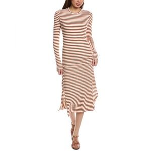 Electric & Rose Long Sleeve Dress in Cream and Amber Stripes